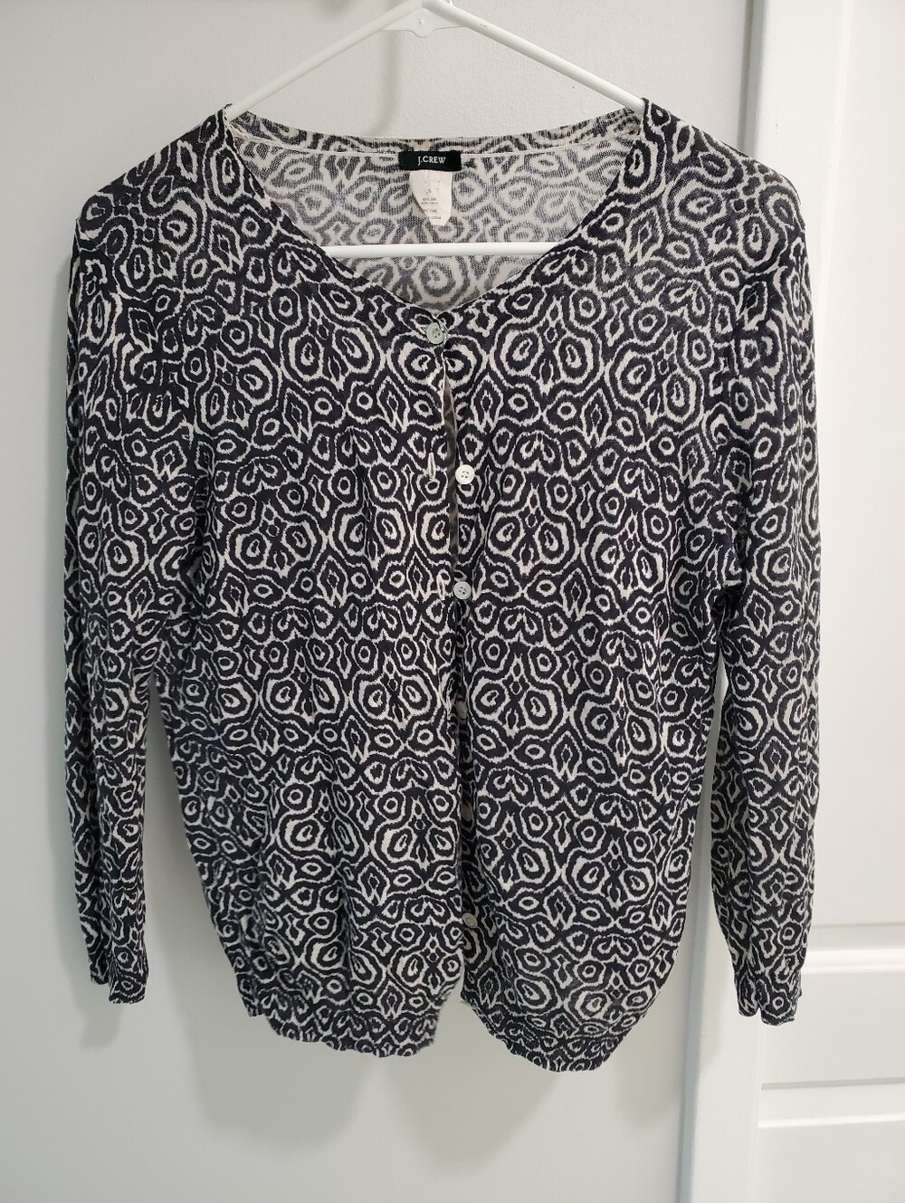 J.Crew Black & White Geometric Pattern  Cardigan